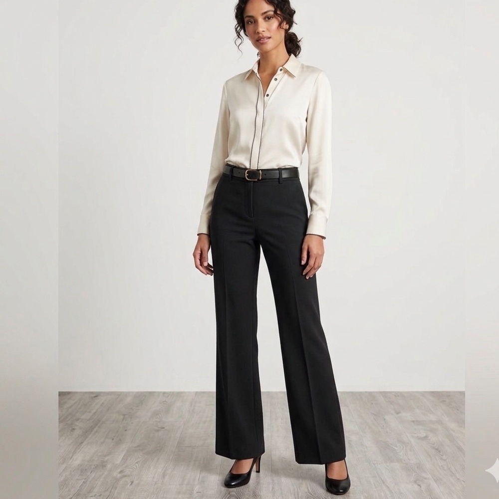 Anne Klein Women’s Size 4 Black Wide-Leg Suit Trousers